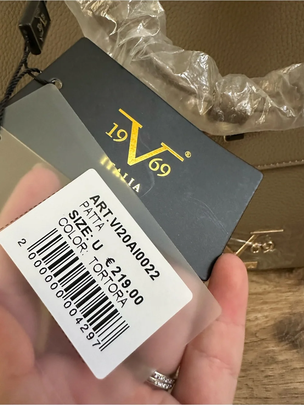 NWT!! 19V69 Italia by Versace Litchi Pattern Tote Bag, Detachable Strap, Luxury